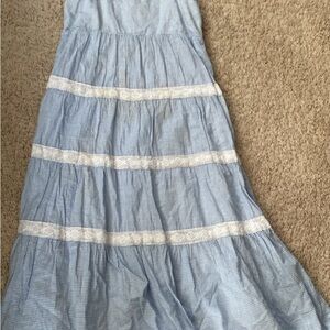 Blue and White Striped Maxi Dress